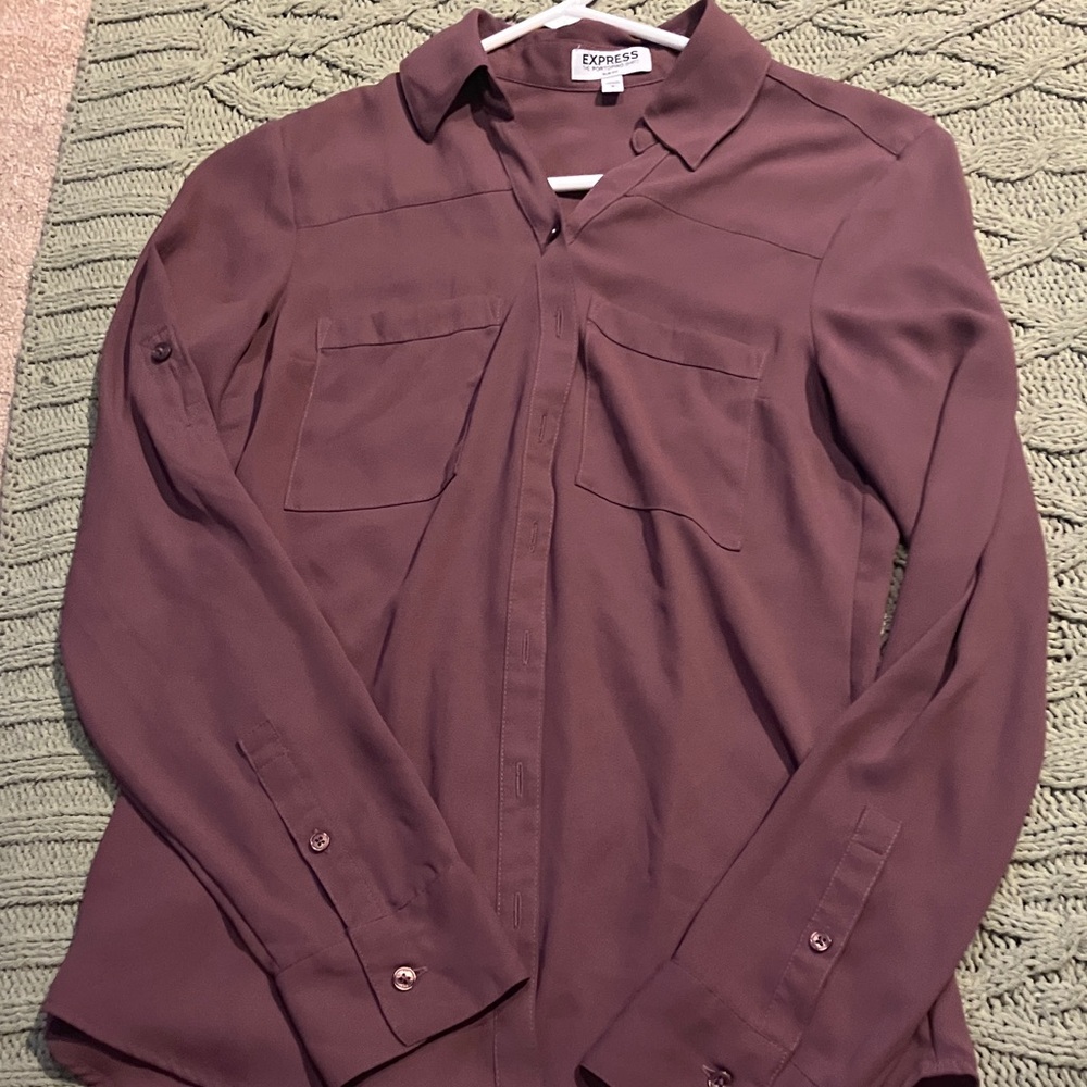 Express womens Purple button down Shirt